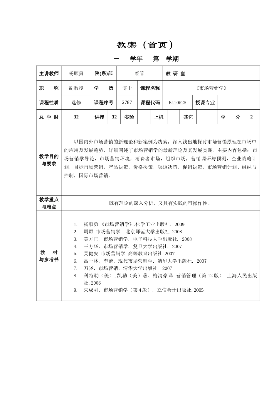 《市场营销学》教案-上海应用技术学院教案（首_第1页