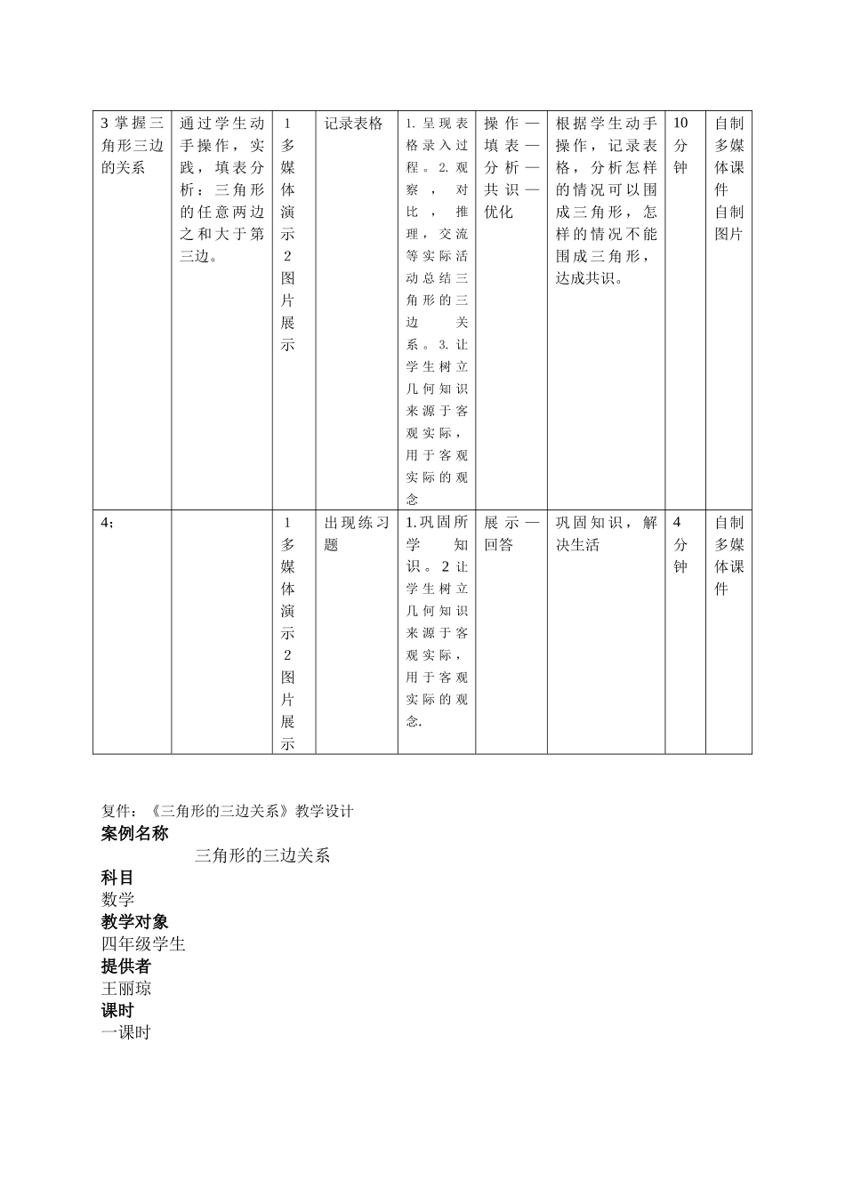 三角形三边关系教学媒体选择分析表_第2页