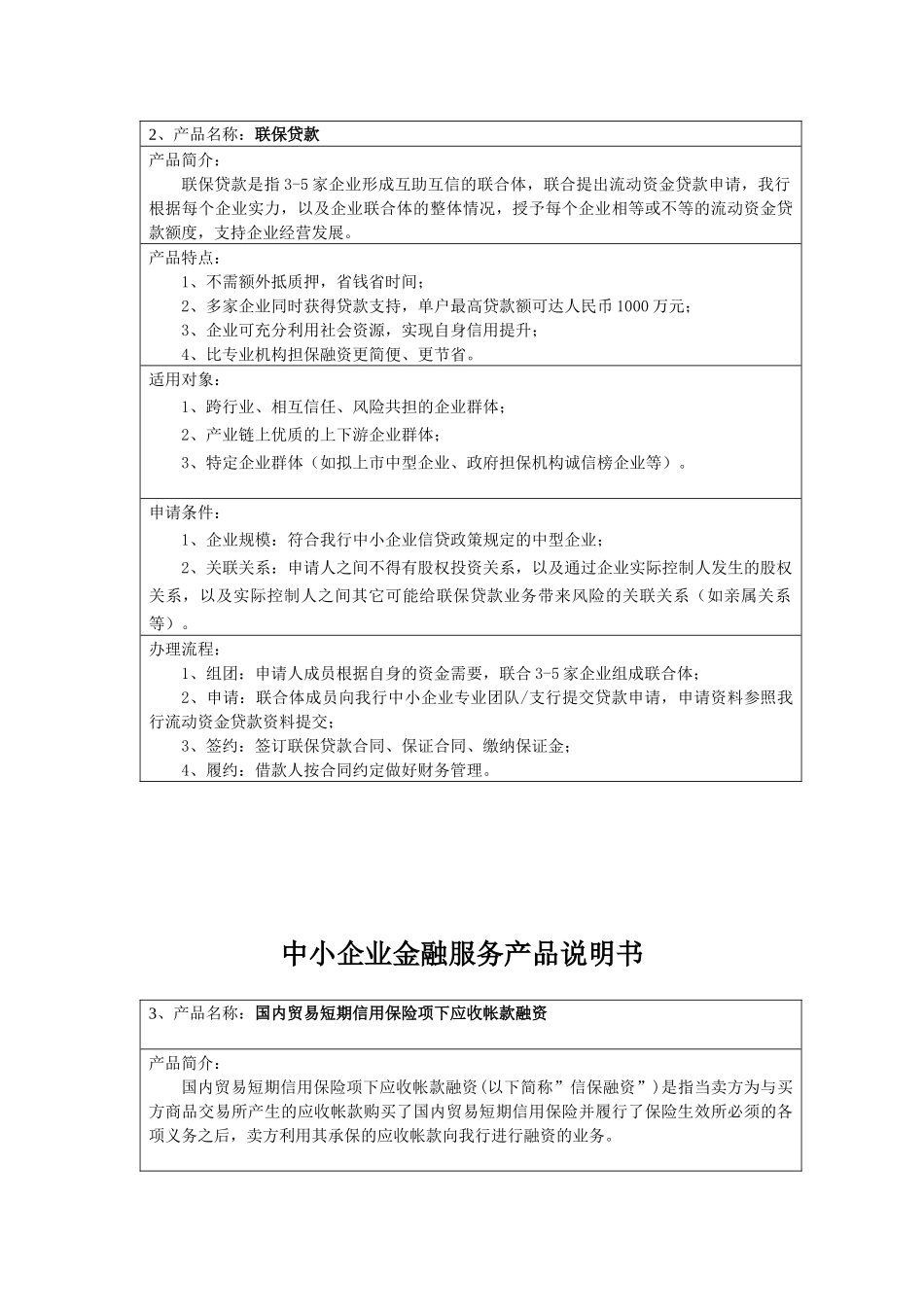 中小企业金融服务产品目录_第3页