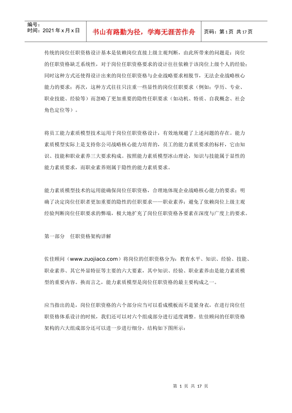 能力素质模型：设计岗位任职资格_第1页