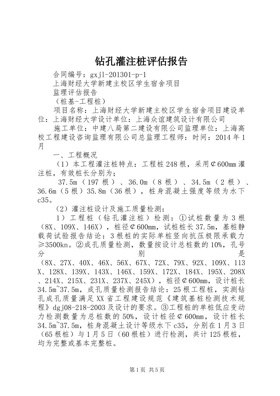 钻孔灌注桩评估报告 _第1页