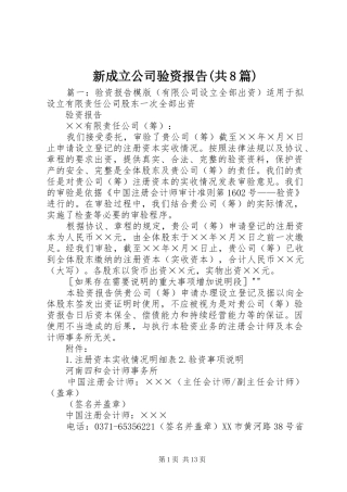 新成立公司验资报告(共8篇) 