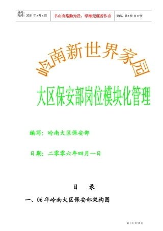 某某区保安部人员架构及岗位模块化