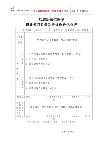 职能部门监管及持续改进记录表(4-23)