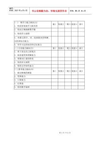 职业能力倾向简易测评表