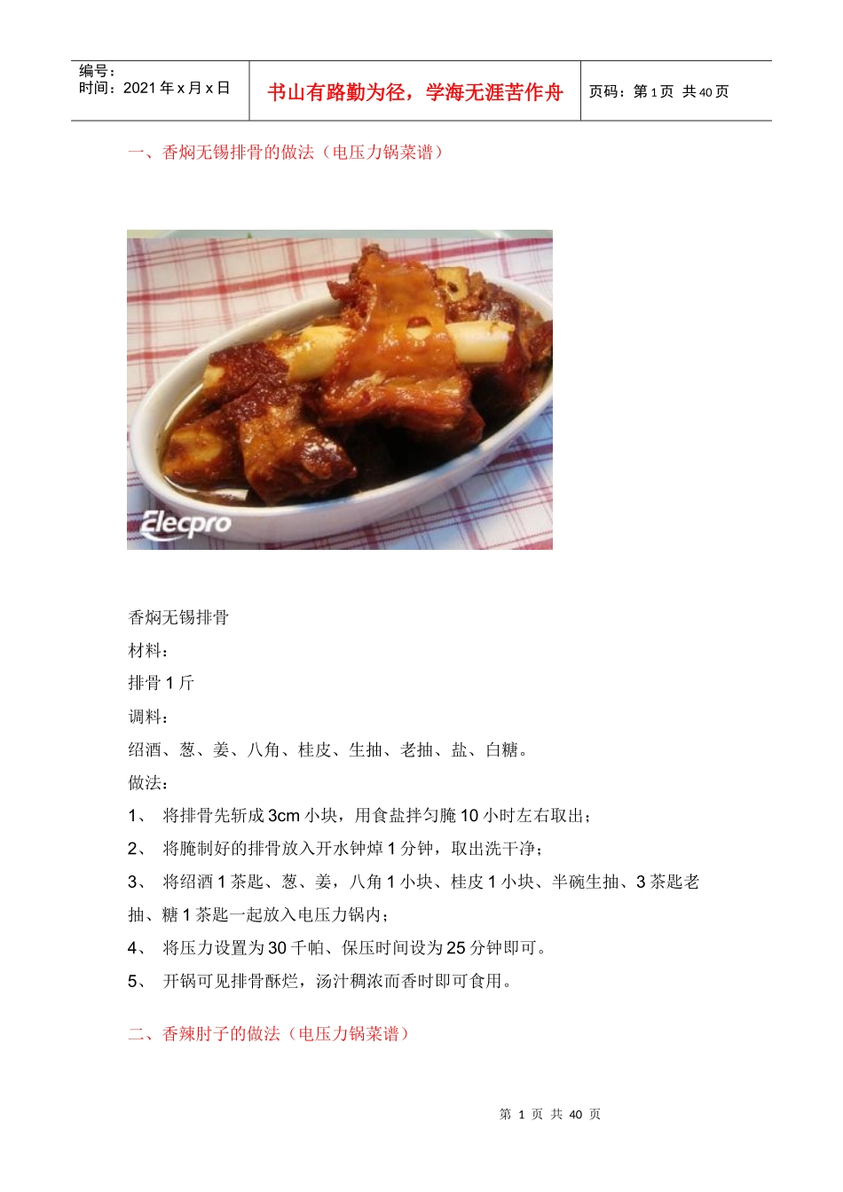 美的电压力锅菜谱图文_第1页