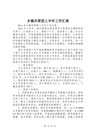 乡镇共青团上半年工作汇报 