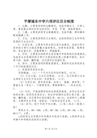 平潭城东中学六项评比百分规章制度