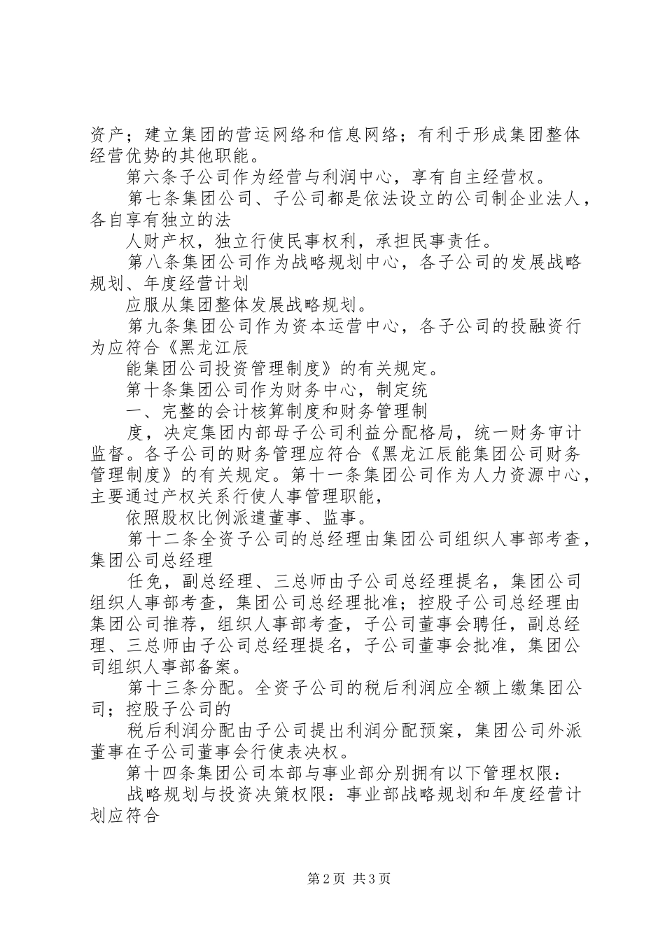 黑龙江辰能集团公司母子公司管理规章制度(修改)_第2页