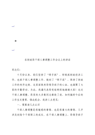 财政局干部人事调整工作会议
