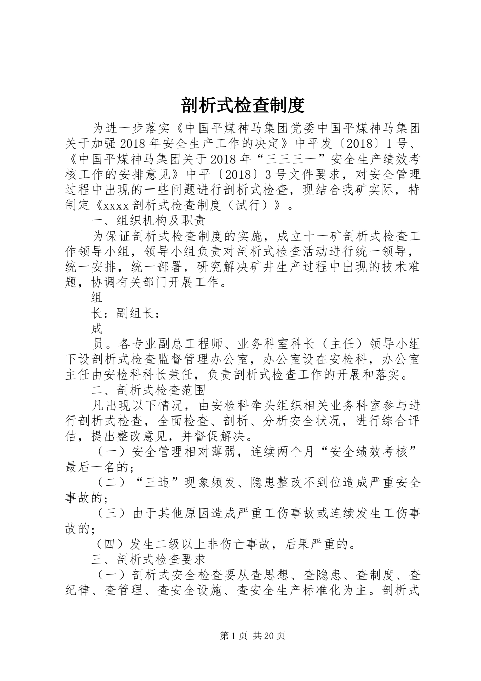 剖析式检查规章制度_第1页