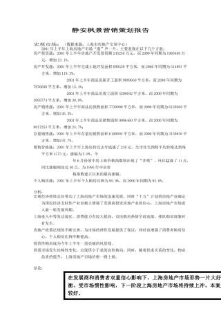 【房地产】静安枫景营销策划报告