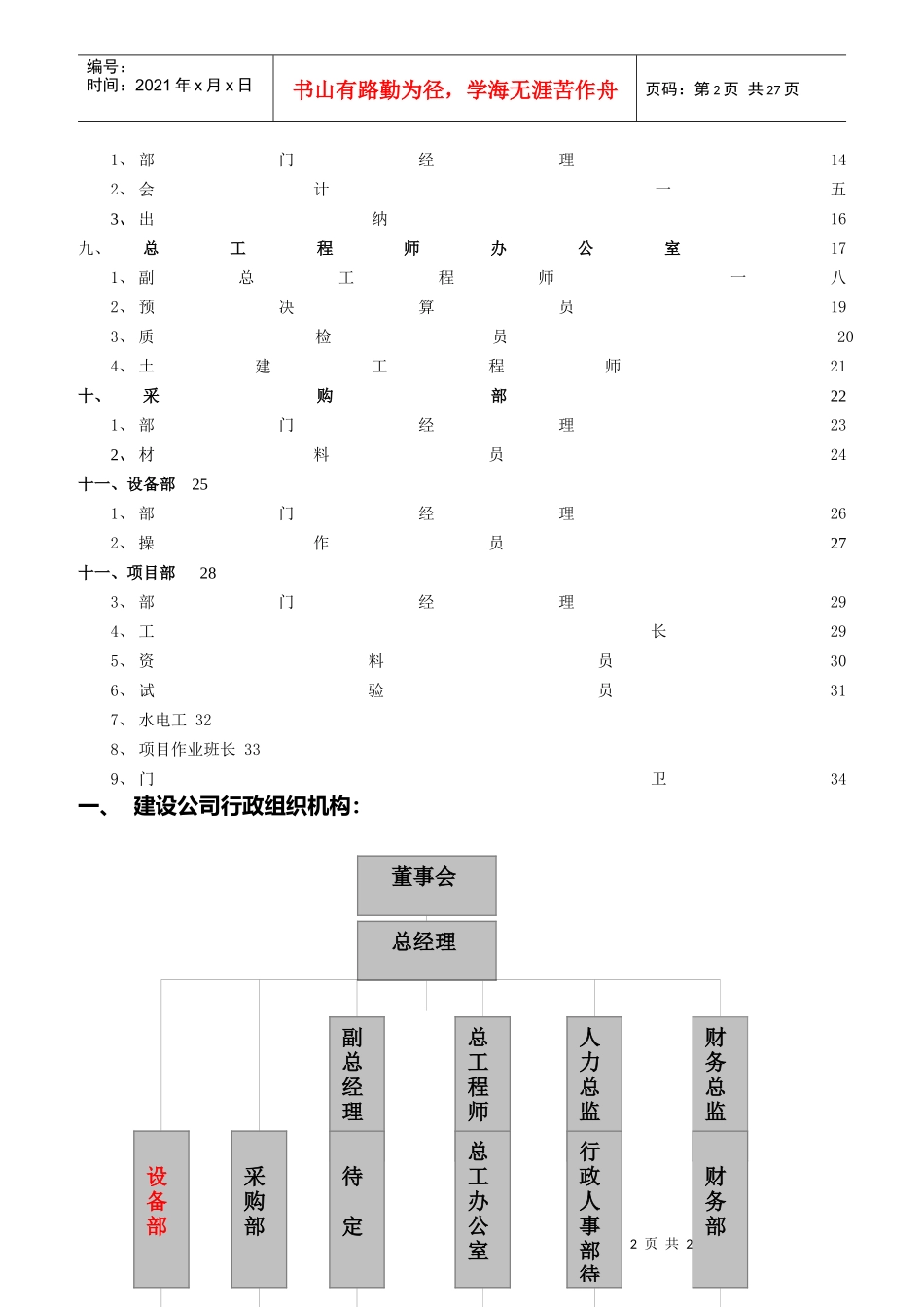 广西某建设公司部门职能及岗位职责汇总_第2页