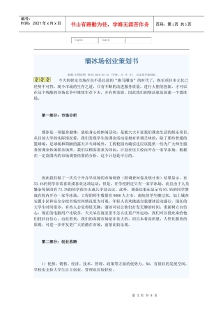 溜冰场创业策划书