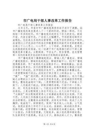 市广电局干部人事改革工作报告 