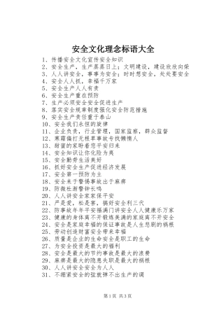 安全文化理念标语