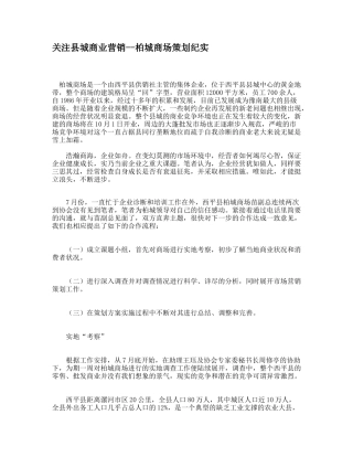 关注县城商业营销--柏城商场策划纪实