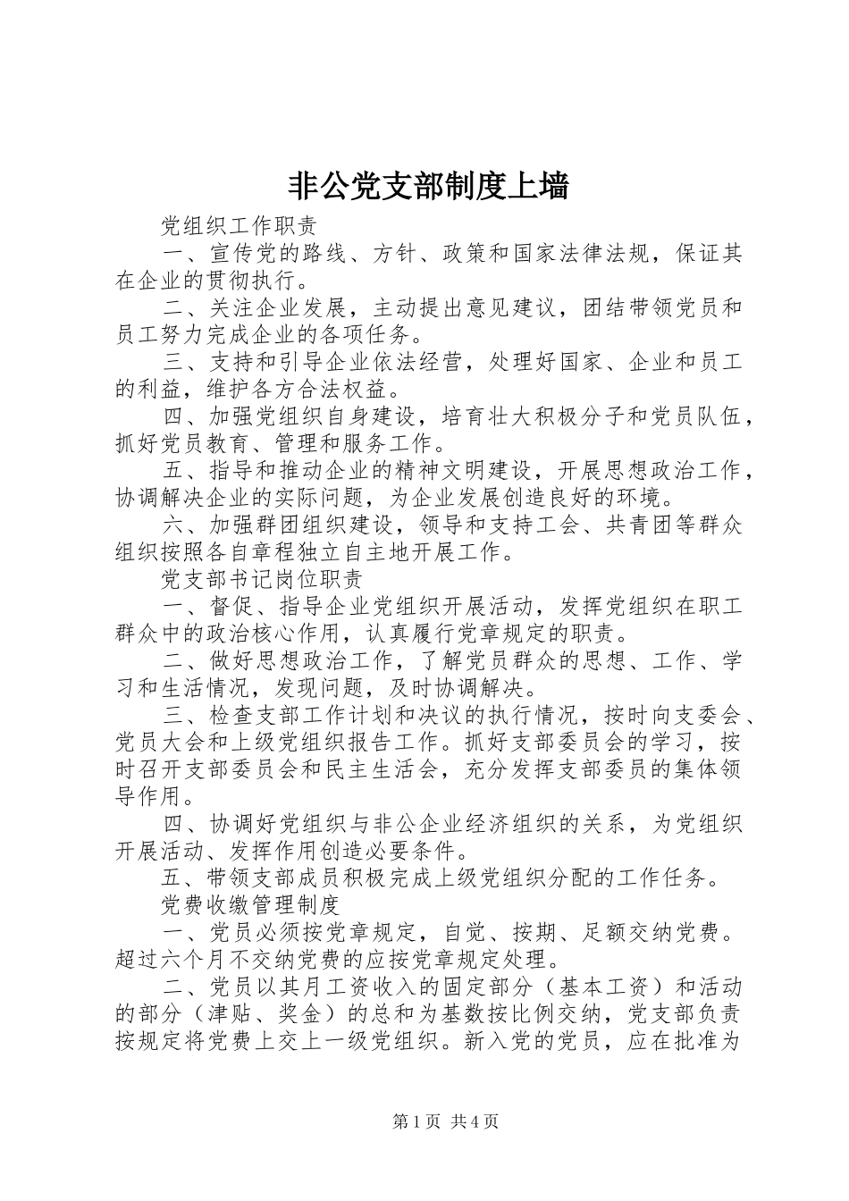 非公党支部规章制度上墙_第1页