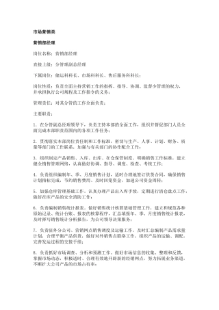 【工作分析】职务分析样本——市场营销类