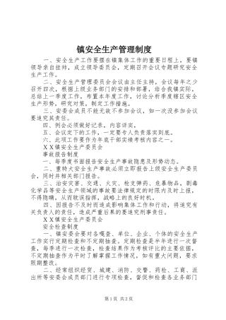 镇安全生产管理规章制度