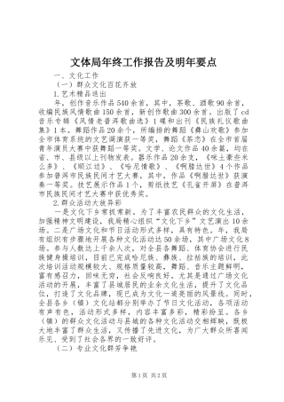 文体局年终工作报告及明年要点 