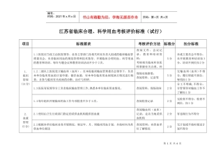 科学用血考核评价标准（试行）doc-江苏省临床合理、科学