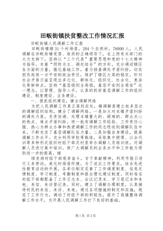 田畈街镇扶贫整改工作情况汇报 
