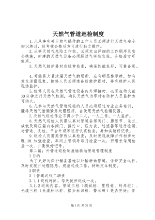 天然气管道巡检规章制度