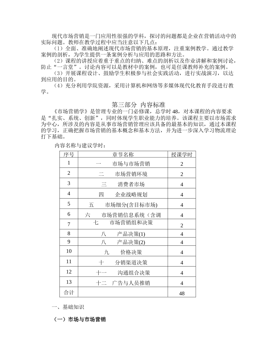 市场营销学课程标准_第2页