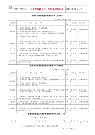 护理质量单项考核评分标准
