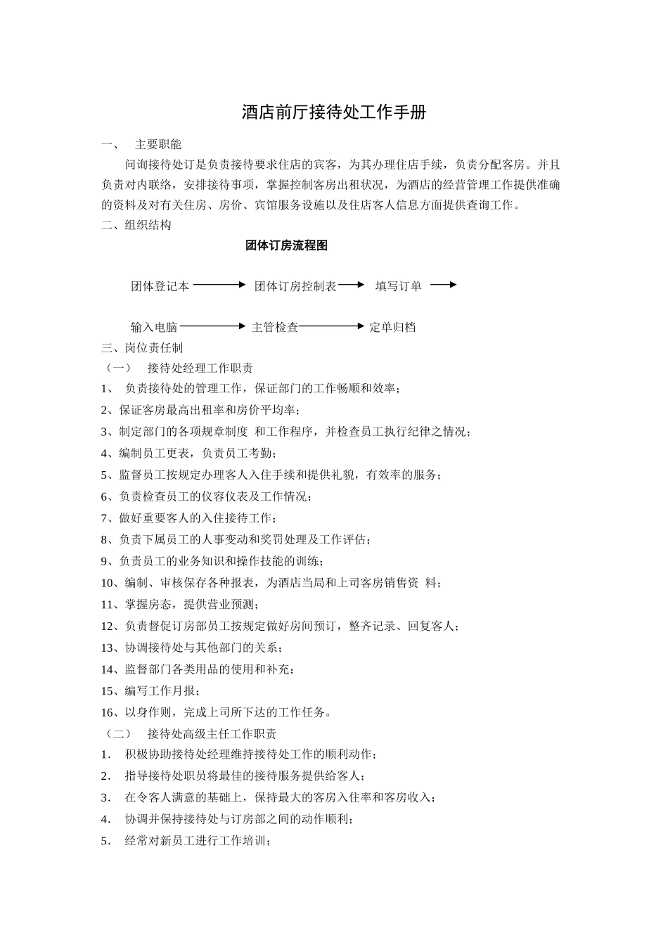 酒店前厅接待处工作手册_第1页