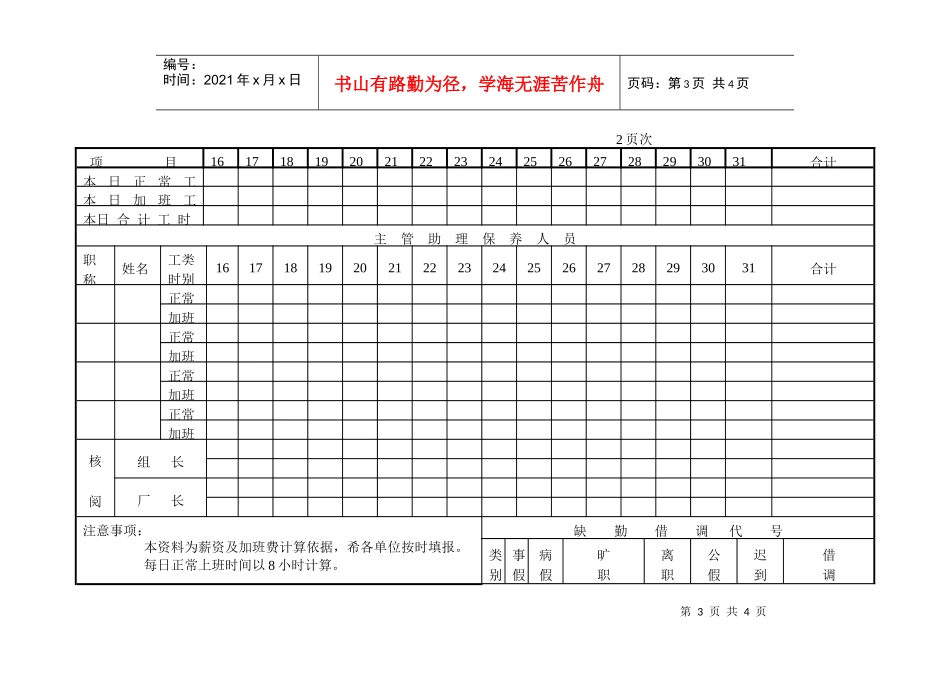 第三节员工考勤记录表（二）_第3页