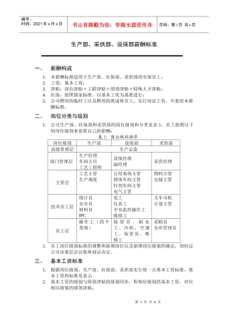 生产部薪酬标准