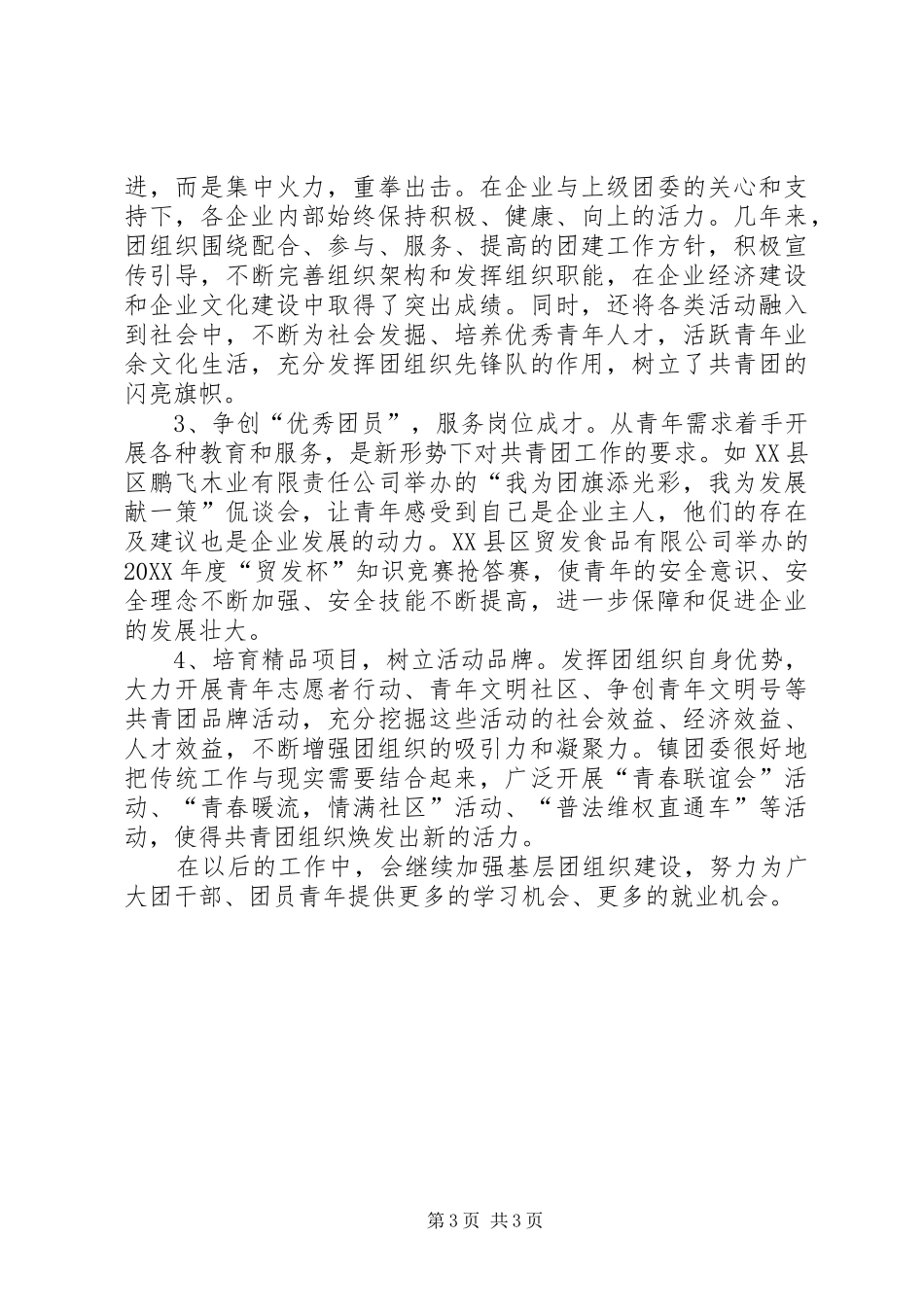 镇团委团建工作汇报 _第3页