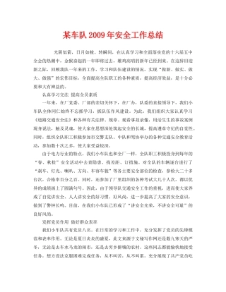 《安全管理文档》之某车队2009年安全工作总结 