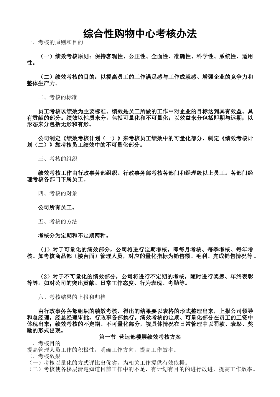 综合性购物中心考核办法_第1页