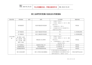 某工业研究所发展计划处处长考核指标