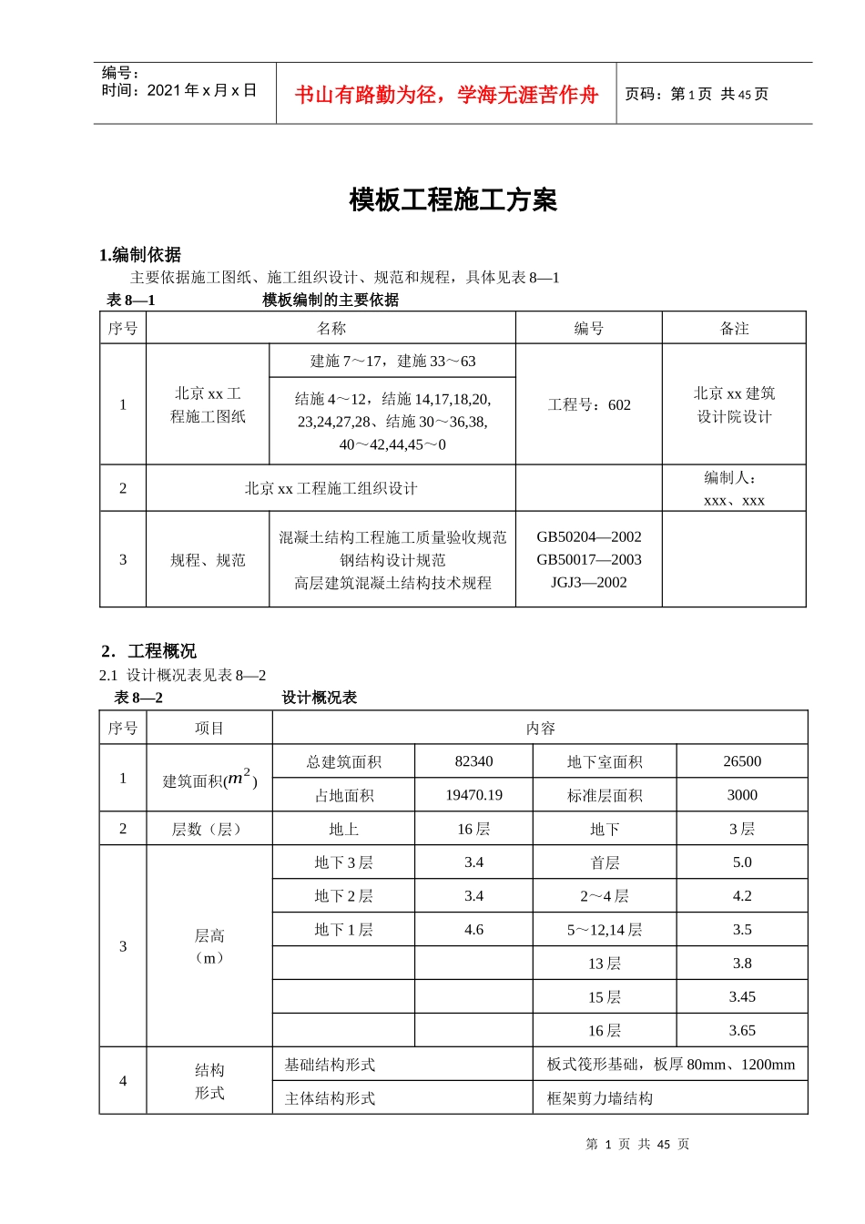 模板工程施工方案培训资料(doc 40页)_第1页