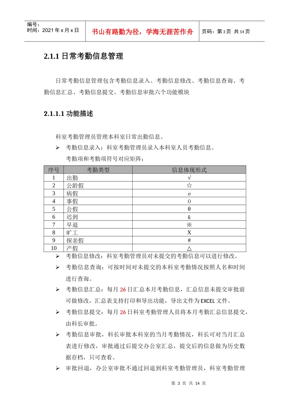 职工考勤管理信息系统说明书_第3页