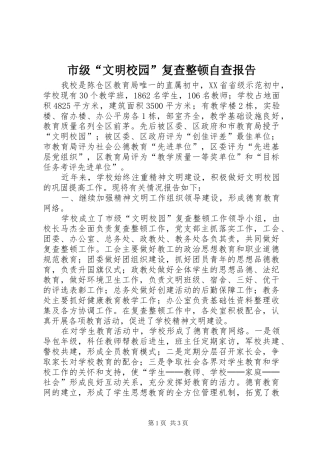 市级“文明校园”复查整顿自查报告 