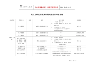 某工业研究所发展计划处副处长考核指标