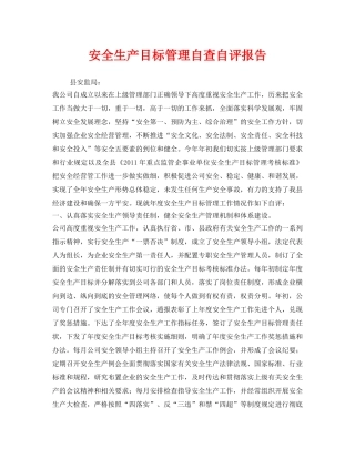 《安全管理文档》之安全生产目标管理自查自评报告 