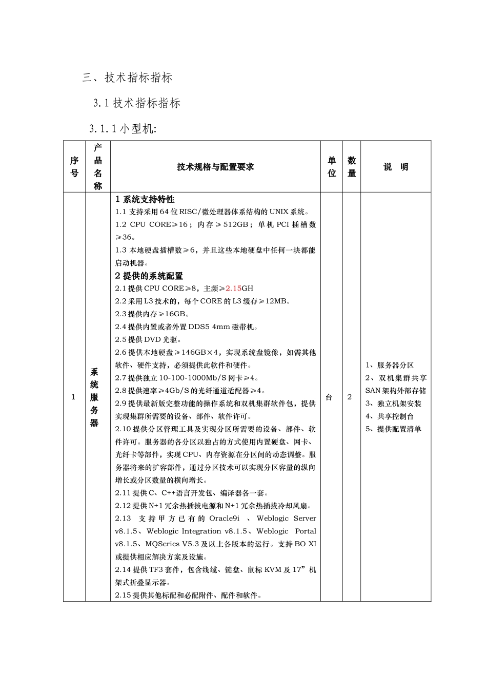 太原铁路局铁路大客户管理信息系统设备技术指标与服务..._第2页