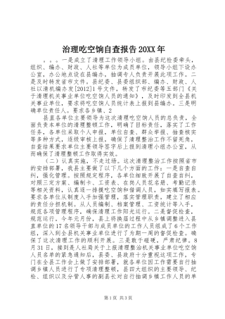 治理吃空饷自查报告20XX年