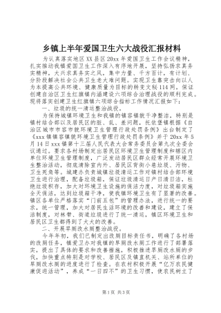 乡镇上半年爱国卫生六大战役汇报材料2