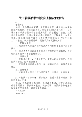 关于辖属内控规章制度自查情况的报告 