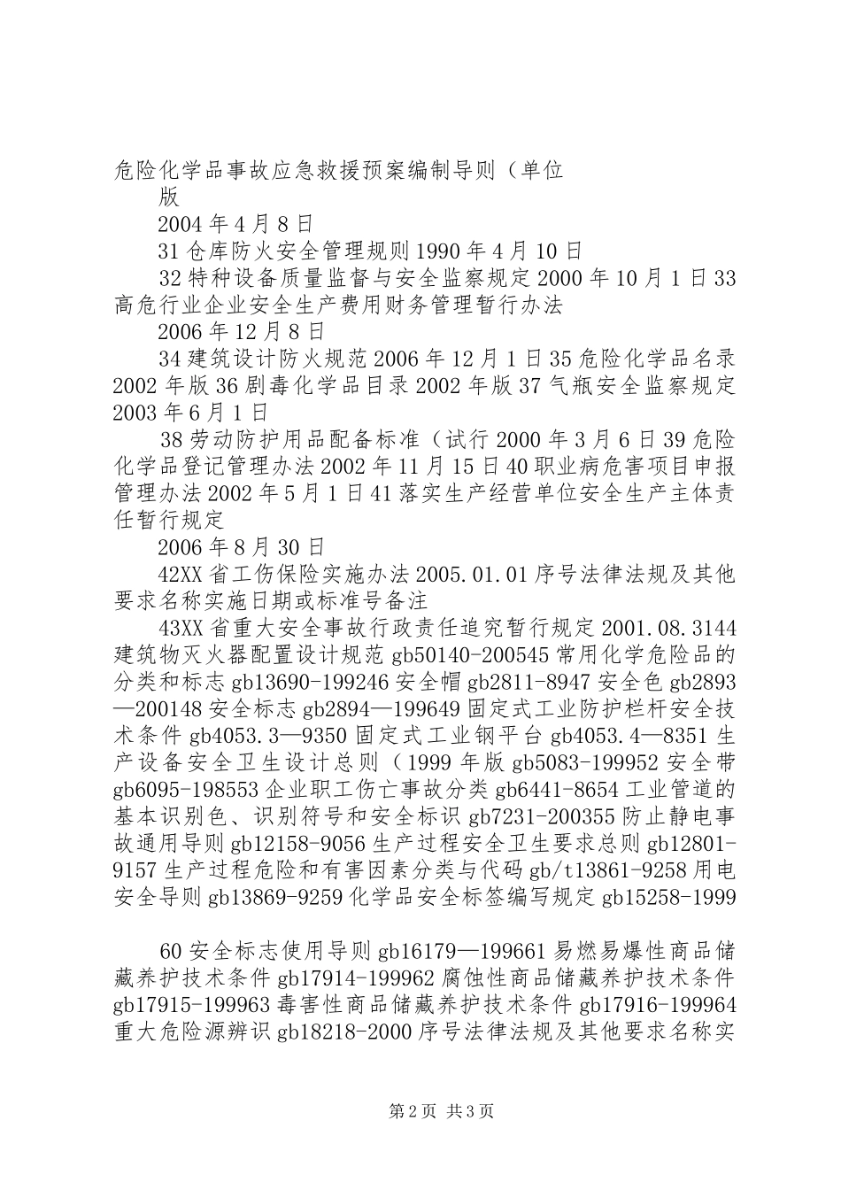 安全生产法律法规,标准和其他要求清单大全 _第2页