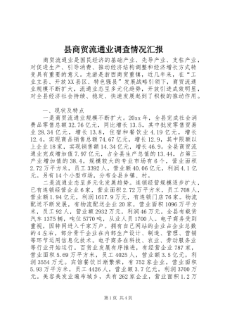 县商贸流通业调查情况汇报 
