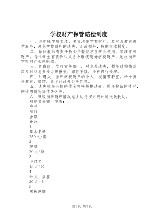 学校财产保管赔偿规章制度