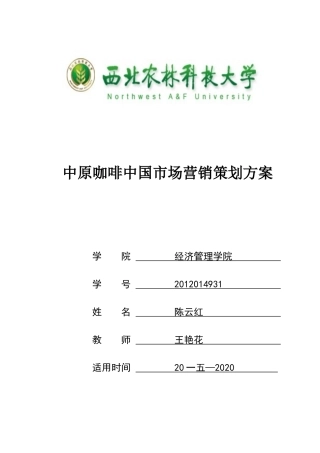 中原咖啡中国市场营销策划方案